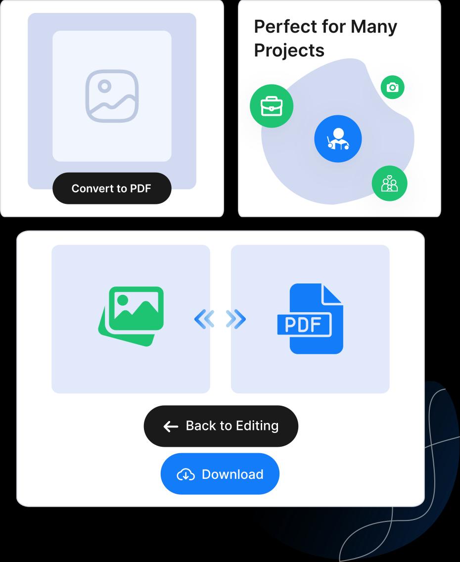 Illustration depicting converting images to PDFs.