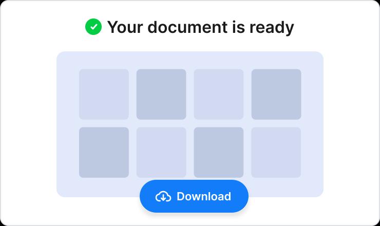 UI illustration of a download page with a button labelled “Download”.