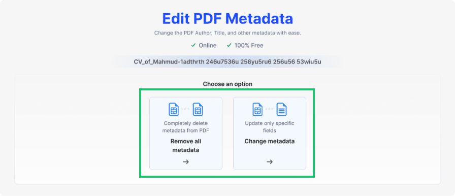 Step 3: Choose whether to remove all metadata or change particular fields.