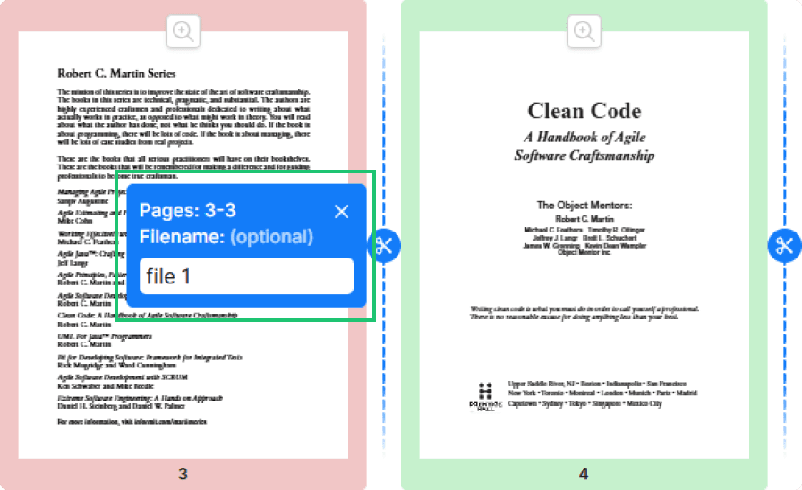 UI screenshot showing a small highlighted text field which users can use to rename the file.
