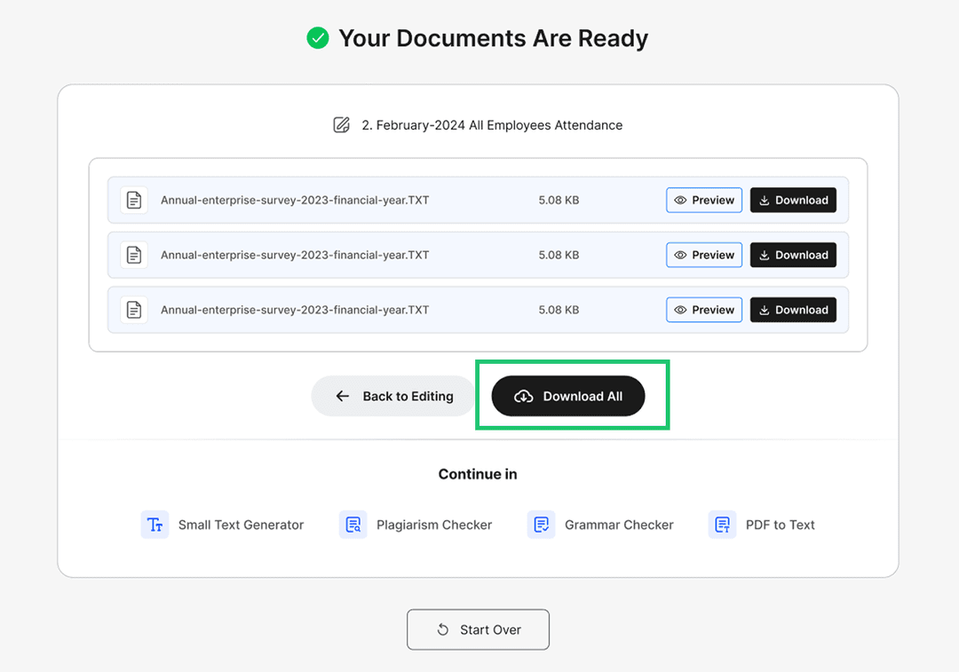 Download Your TXT files