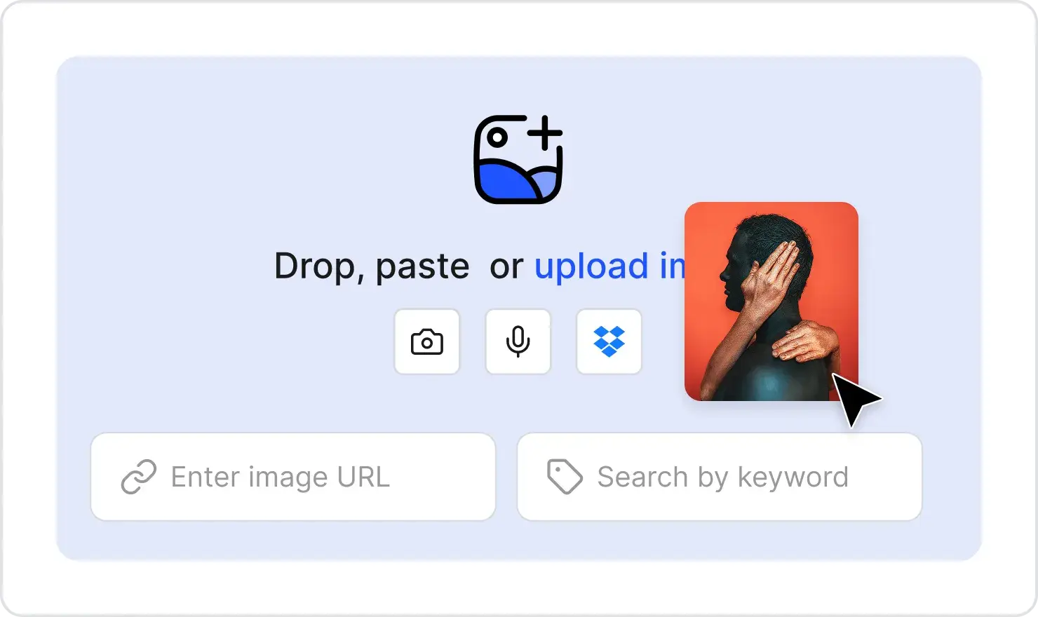 The upload box of CopyChecker’s Reverse Image Search tool