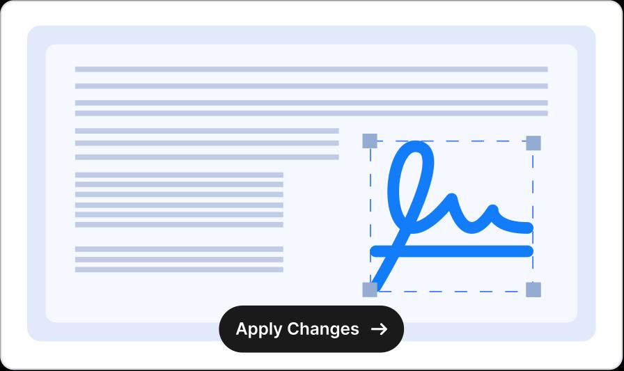 Button labelled “Apply Changes” to confirm after the user adds their signature.